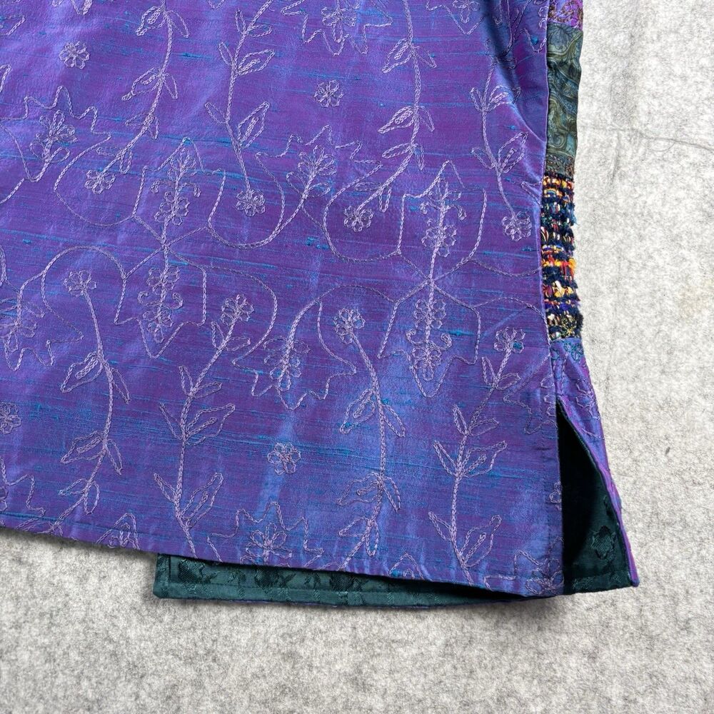 Vintage Coldwater Creek Purple Patchwork Tapestry Vest Womens L Jacquard Boho - Picture 9 of 12